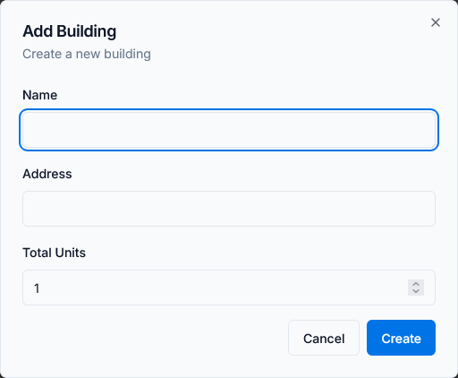 Add building modal