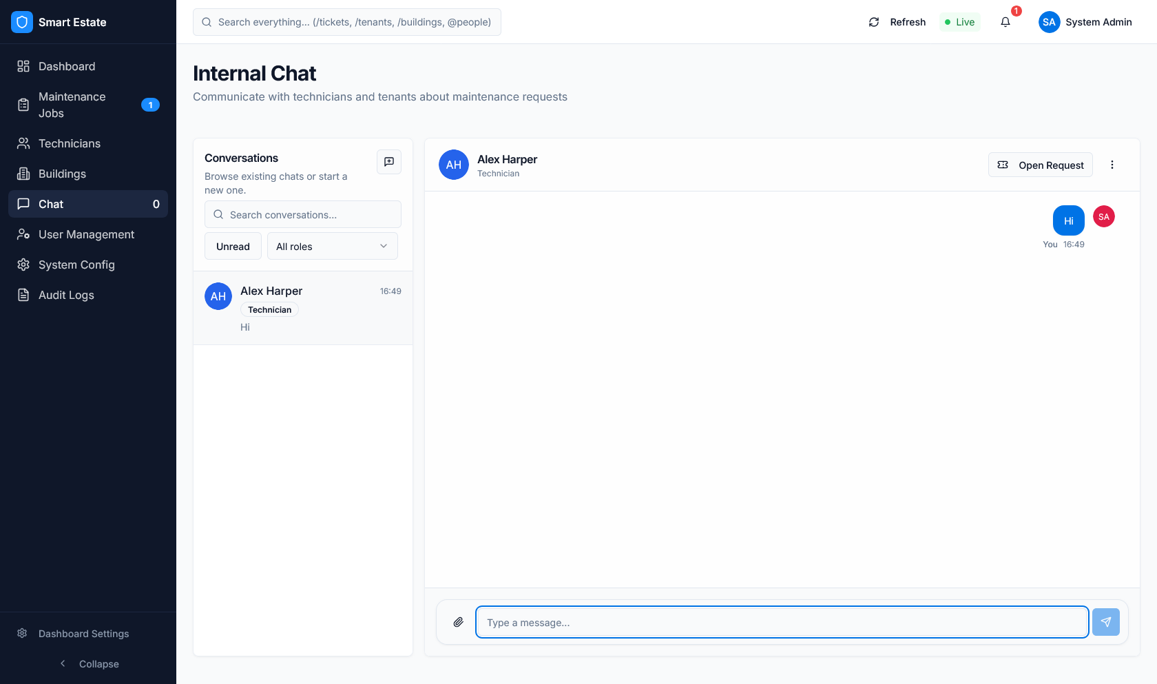Internal chat workspace