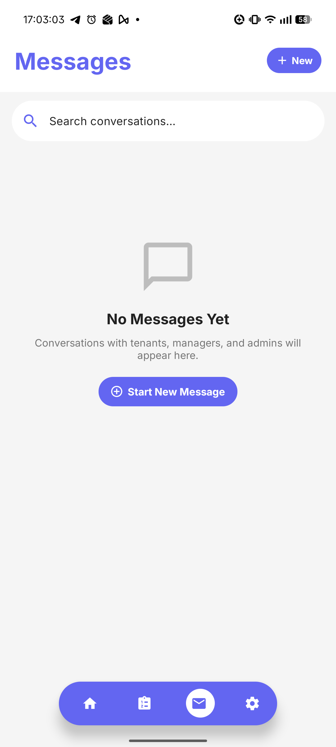 Technician messages screen