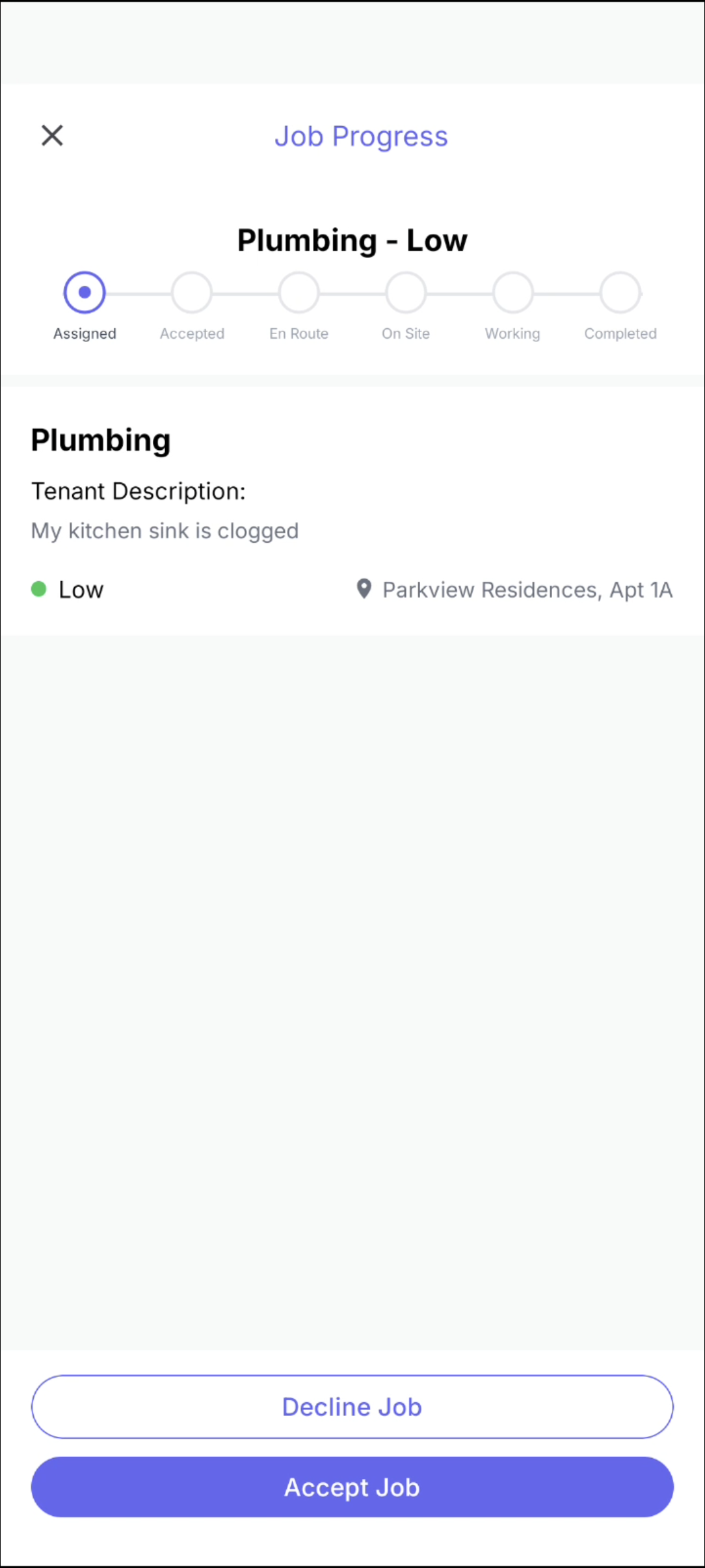 Technician completion preparation state