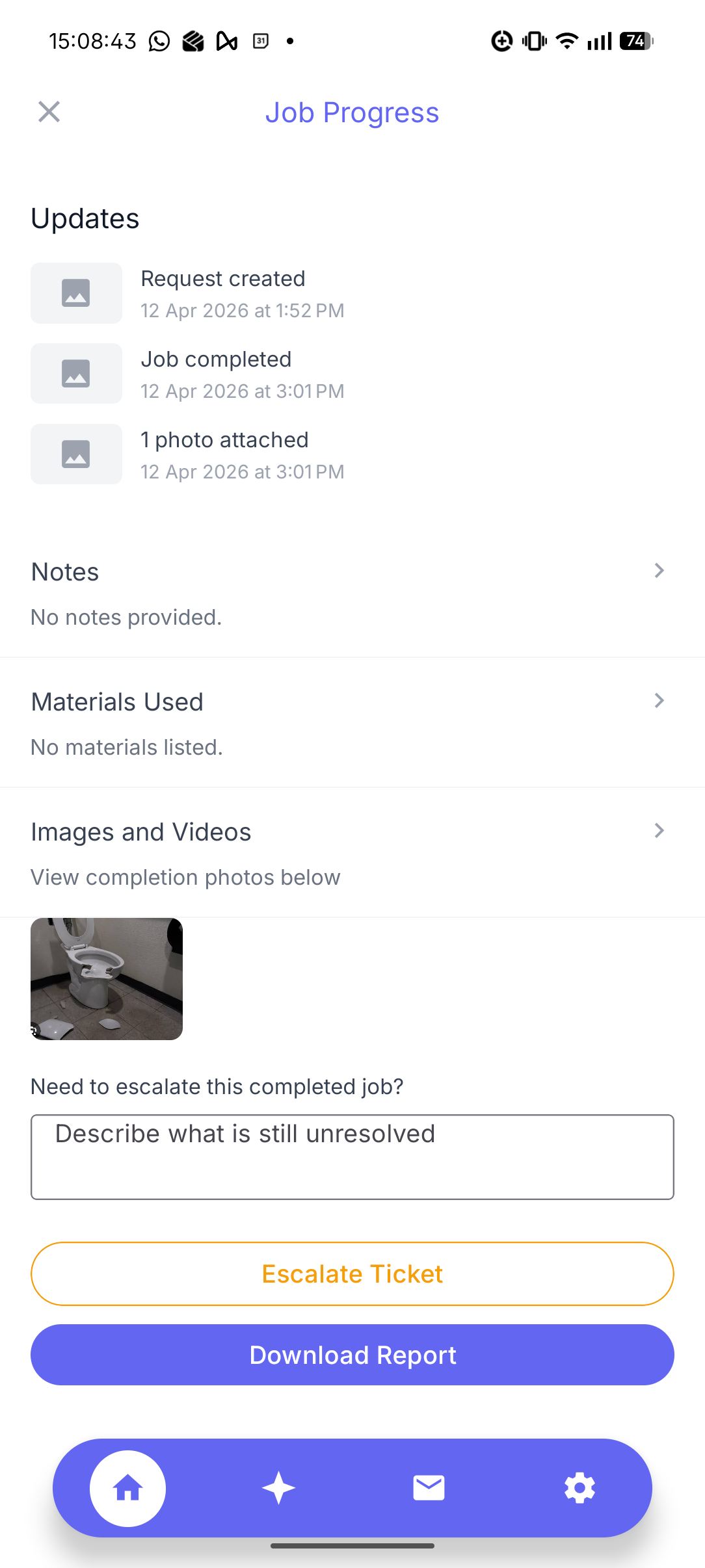 Tenant request interaction state