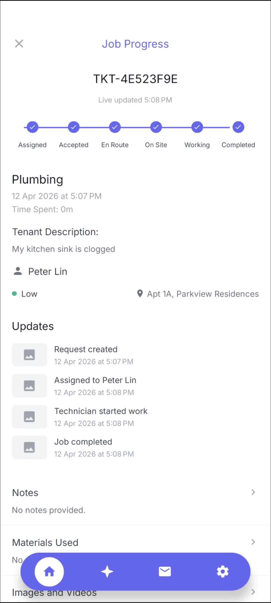 Tenant ticket history emphasis